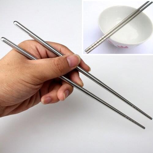 1 Pair Stainless Steel Chopsticks Non-slip Reusable Chopstick Home Kitchen Food Sticks SCIE999
