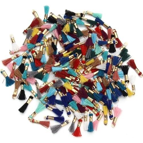 100pcs/lot Mixed Color 16mm Long Silk Cotton Brush Tassels Cord Charms Pendants for Dangle Earrings Necklaces DIY Jewelry