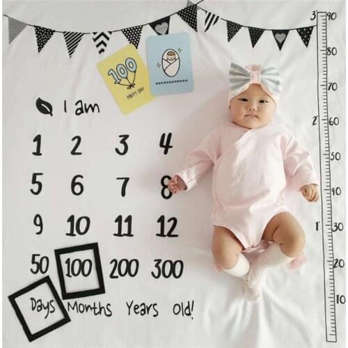 100x100cm Baby Milestone Blankets Newborn Photography Background Props Infant Swaddle Bath Wrap