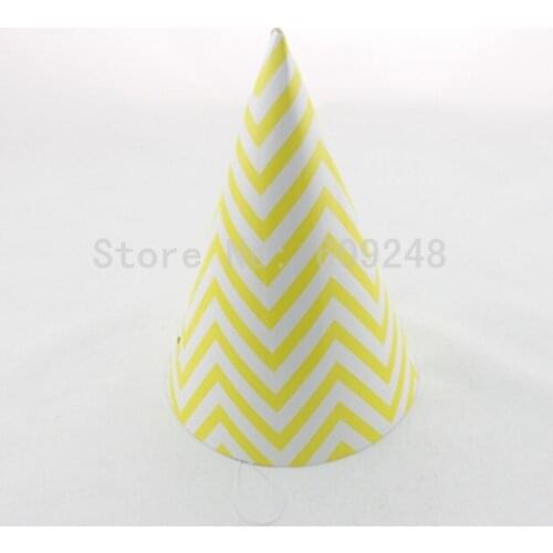12pcs Craft Children Adults Carnival Birthday Yellow Chevron Paper Party Hats Wholesale,Zig Zag Party Caps Wedding Decorations