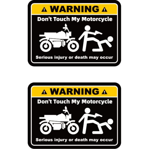 2 Pcs Warning Slogan Don't Touch My Motorcycle Waterproof Reflective Stickers 8cmx5.6cm