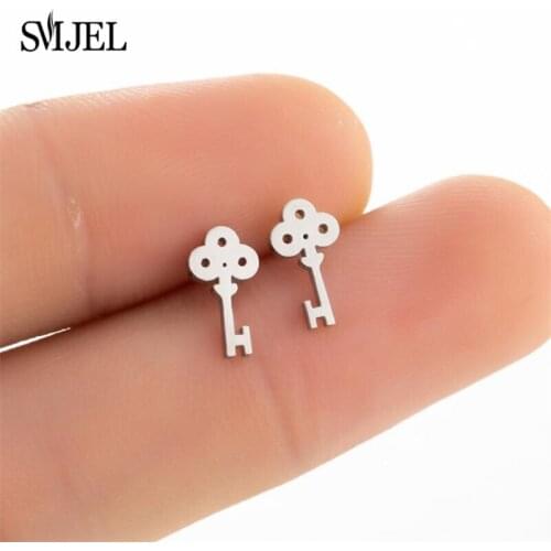 2020 New Punk Gold Metal key Earrings Geometric Bohemian Heart Stud Earrings For Women Girls Party Jewelry Gifts