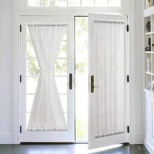 Solid White Tulle Modern Curtains for Door Curtains Semi-Sheer Window Voile Panels Short Curtains for Living Room Door Decor D30