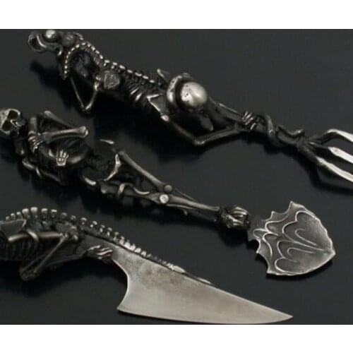 3PCS/SET Halloween Gift Skeletal Cutlery Sets Vintage Dinner Table Flatware Set Metal Crafts Party Decoration Gifts Dropshipping