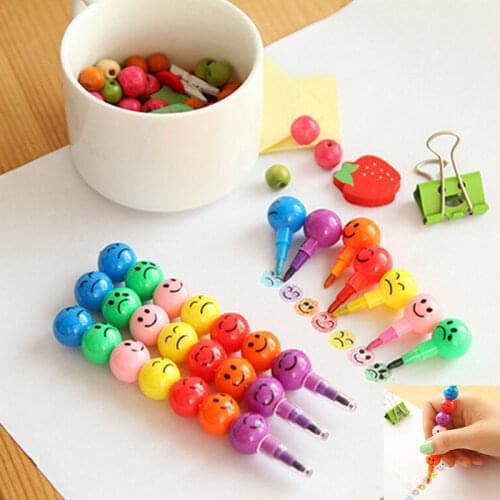5PCS Crayons Sugar-Coated Haws Cartoon Graffiti Pen Stationery Kids Gifts Wax Crayon Pencils School Supplies 7 Colors