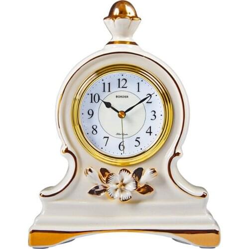 Noble European Ceramic Table Clock Home Decoration Living Room Office Luxury Clocks Bedroom Silent Vintage Desk Clock Table Watc