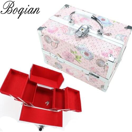 BQAN Luxury Pink Fold Portable Nail Toolbox For Manicurists Double-layer Storage Box Nail Art Tool Accessories Case