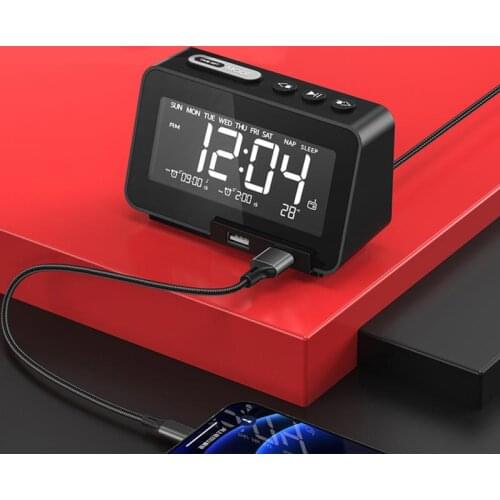 Alarm Clock Bluetooths Speaker LCD Smart Digital Clock Table Electronic Desktop Clocks Fm Radio USB Charger Clocks Table Decor