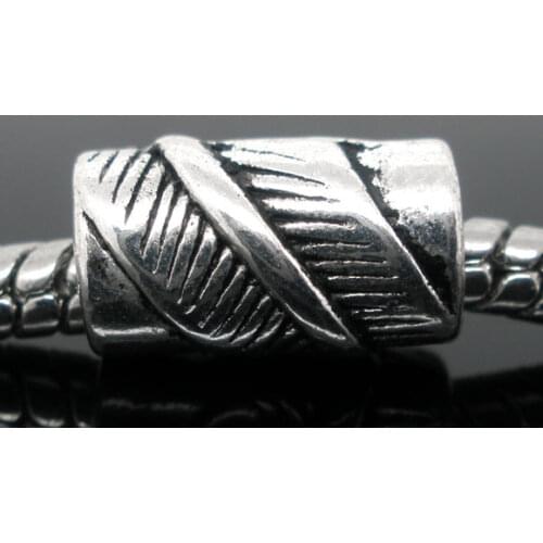 DoreenBeads 50 PCs Silver Color Leaf Tube Spacers Beads Findings 11x7mm new