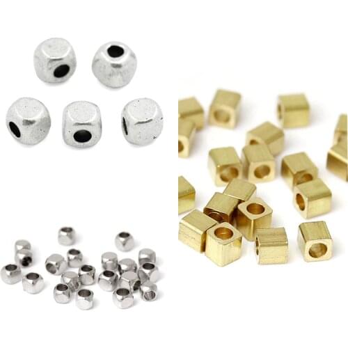 DoreenBeads High Quality Copper Seed Beads Cube Light Golden Jewelry DIY Findings Handmade Earrings Accessories Components Charm
