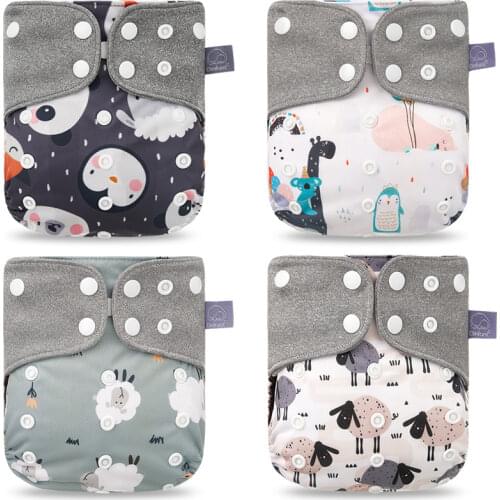 New Elinfant 4pcs /set Washable Reusable Gray Mesh Cloth Adjustable Diaper Cover Nappy Cloth Pocket Diaper Fit 3kg~15kg Baby