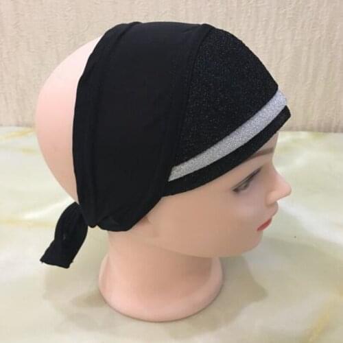 H007 two color combined half underscarf Muslim Turban inner Hijabs For Caps Ready To Wear Women Head Scarf Under Hijab Bo