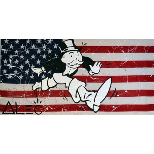 Handmade canvas pop art Alec Graffiti art American painting money on canvas wall urban pictures for living room street art