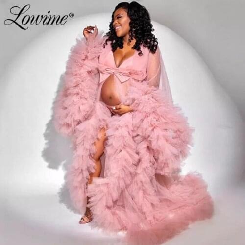 Illusion Pink Pregnant Party Dresses Long See Through Photograph Women Dress Robes Evening Gown 2021 Abiye Prom Dresses Vestidos