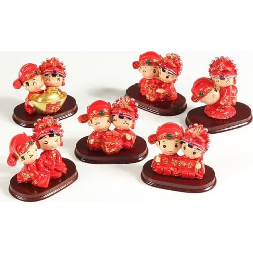 Chinese Creative Wedding Doll Home Decor Gifts Couples Figurine Decoration Resin Crafts Romantic Couples Doll Wedding Gifts