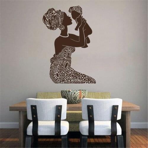 Creative Home Wall Sticker African Native Woman Mother With Baby Decoration Mural Removable Waterproof Decal For Nursery M0015