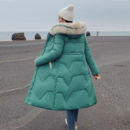 2019 New Oversized Coats Thick Winter Jacket Women Hooded Fur Collar Down Cotton Coat Long Jacket Female Parkas Mujer Maxi Coats