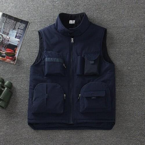 Mens Large Size Thicken Warm Cotton Sleeveless Jacket Waistcoat Winter Outdoor Climbing Hiking Fishing Thermal Windproof Vest