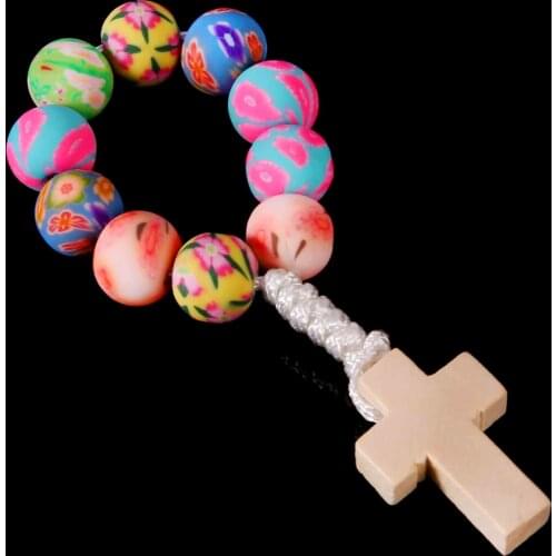 8mm soft ceramic beads, rosary fingers, Catholic baptism soft rosary beads bracelet. Jesus Cross Bead Bracelet 48 Pieces