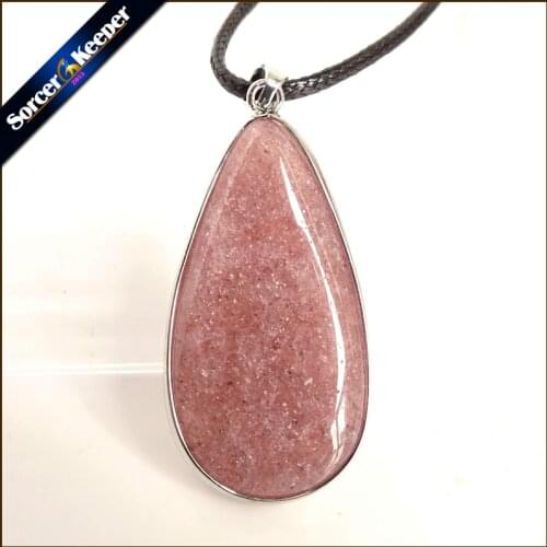 Newest Men Natural Stone Red Strawberry Quartz Gem Pendants Fashion Jewelry Crystal Statement Choker Necklaces Boys Gifts BS14