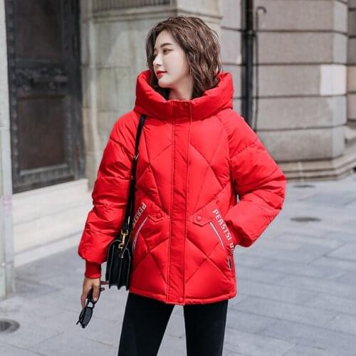 Parkas Womens Cotton Coat 2020 New Winter Jacket Cotton Padded Down Cotton Hooded Loose embroidery Casual Coat Overcoat K907