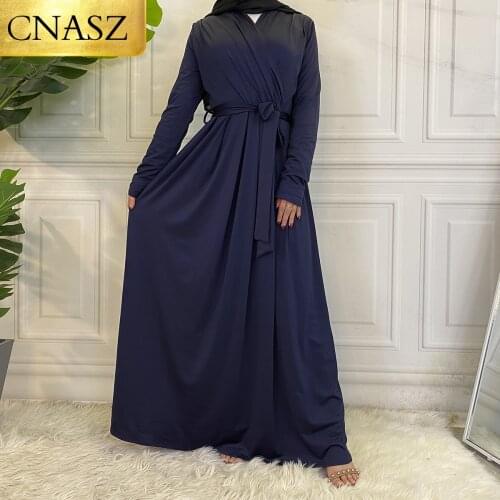 Latest Explosive Muslim Abaya Dubai Sleek Minimalist Elegant Women Clothing2021 Abayas Islamic For Women Long Sleeve Dress