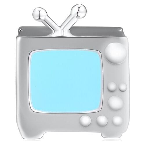 Fits for Pandora Charms Bracelets Loving Television Beads 100% 925 Sterling Silver Jewelry with Blue Enamel Free Shipping