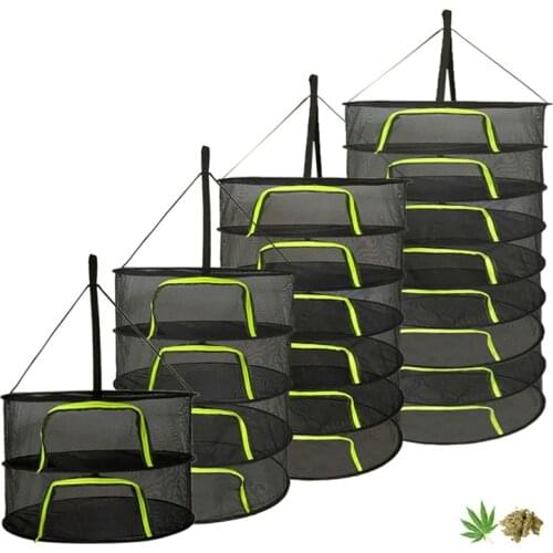 2/4/6/8 Layers Hanging Basket Folding Drying Net Rack Herb Dry Net Opening Shape Dryer Bag Mesh 600mm Diameter for Herbs Flowers