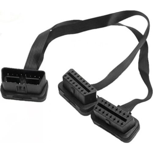 Portable OBD2 Extension Cord One-divided-two Connection Adapter Wire 16-pin Diagnostic Cable for OBD Interface Car Model