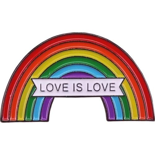 Rainbow enamel pin gay pride brooch love is love same sex marriage badge equal love pins LGBT jewelry sweet Valentine gift
