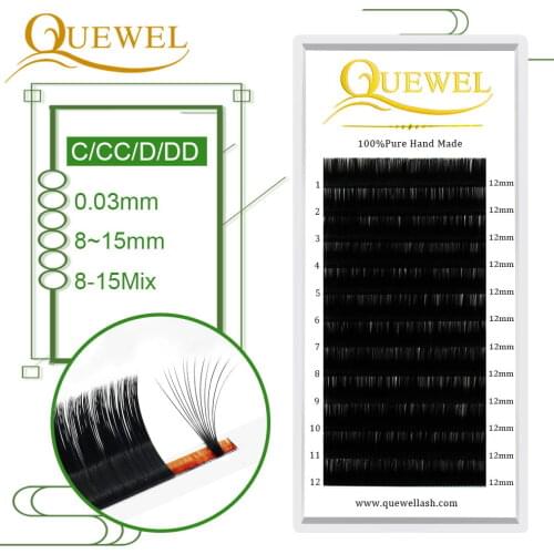 Quewel Individual Bloom Eyelash Fan Volume Lashes Extension Flowering 3D Effect Camellia Fake Eyelashes Extensions Matte Black