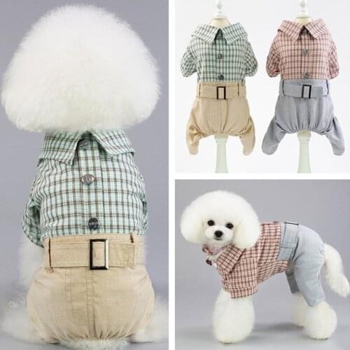 Dog Shirt Fashion Summer Casual Plaid Four-legged Pants Pomeranian Bichon Yorkshire Chihuahua Bulldog Teddy Dog Cat Clothes