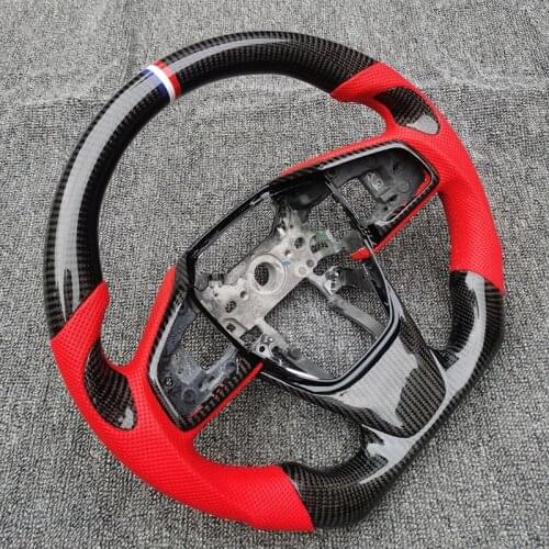 Real Carbon Fiber Steering Wheel Alcantara Perforated Leather Compatible For 10th Generation Honda Civic 16-21