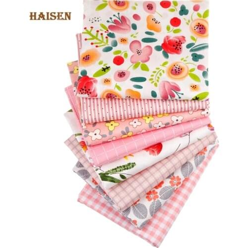 8Pcs/Lot,Printed Twill Cotton Fabric,Pink Flower Calico,Patchwork Cloth Set,DIY Sewing Quilting Material For Baby&Child,40x50cm