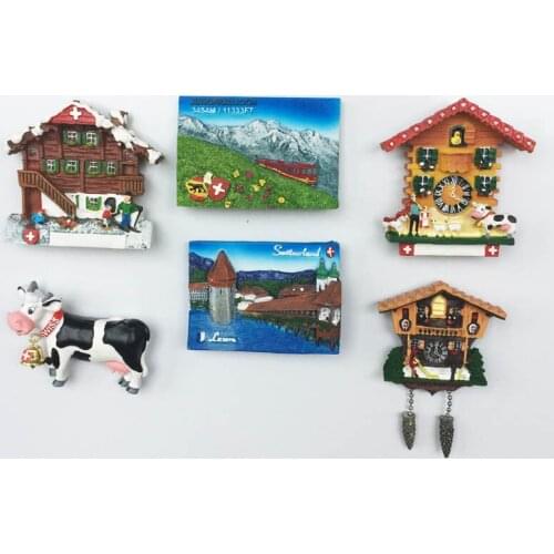Switzerland Jungfrau Lake Lucerne Cuckoo Clock Cow Creative Tourism Memorial Decoration Crafts Magnetic Fridge Magnet