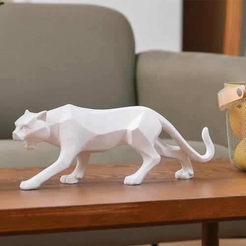 Leopard Statue Figurine Big Size Modern Abstract Geometric Style Resin Panther Animal Large Ornament Home Decoration Accessories