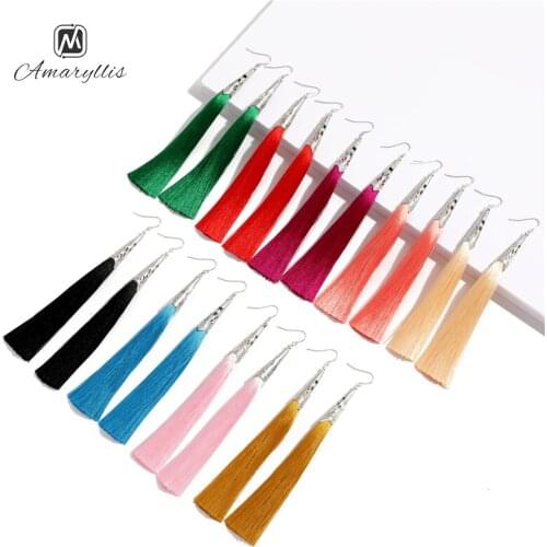 Amaiyllis Wedding Tassel Earrings For Women Bohemia Long Fringe Drop Earrings Simple Cotton Pendant Dangle Earrings Brincos