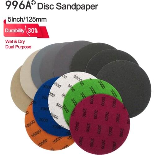 Upgrade 20Pcs 5Inch (125mm )Wet Dry Sandpaper Assortment 80-600 Grit Sander Disc Round Abrasive Sandpaper