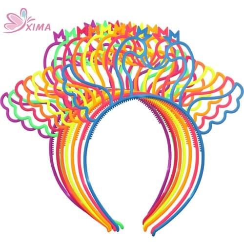 XIMA 12pcs/lot Girls Swan Hairband Childrens Bright Colors Plastic Hair Band Hair Hoops Solid Hair Accessories