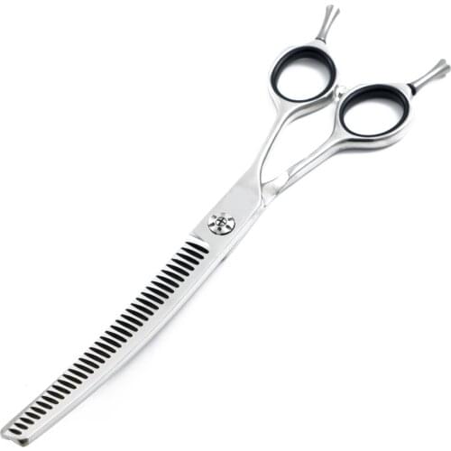 Japan 440C stainless steel 6.5 inch curved scissors thinning rate 35% upper curved pet dog grooming thinning scissors
