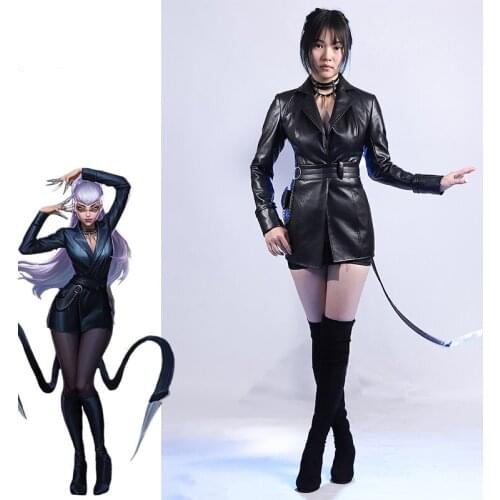 Baddest KDA Evelynn Cosplay Costume LOL KDA Cosplay Game Baddest Evelynn Costume Sexy Suit Women Halloween Glasses