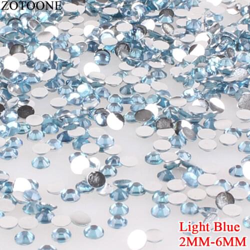 ZOTOONE 3D Light Blue Crystal Resin Nail Art Rhinestones Non Hotfix Rhinestone Shoes FlatBack Strass Glue On Strass Applique E