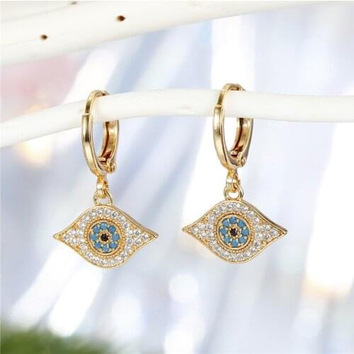 1Pair Bohemian Ethnic Zircon Evil Eye Hoop Earrings For Women Gothic Personality Sun Pendant Circle Earrings Turkish Jewelry