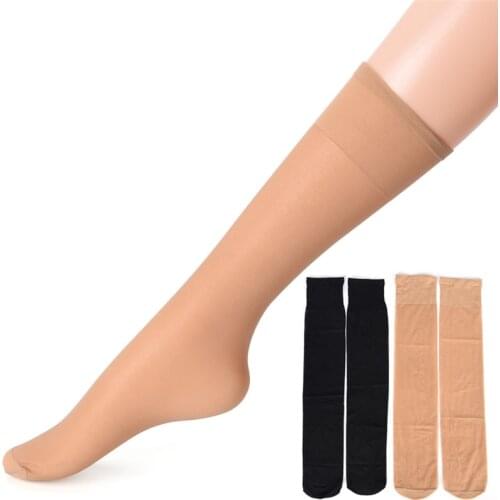 10 Pairs Basal Silk Knee High Sock Elastic Ultra-thin Transparent Nylon Half Stocking