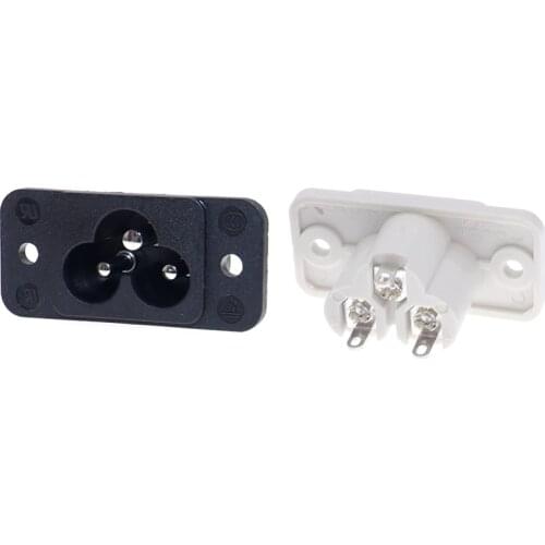 10 Pcs IEC320 C6 Inlet Plug 3 Pin Power Socket AC 250V 2.5A with Screw Mount Inlet White Black