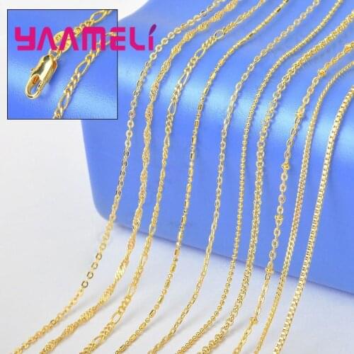 10PCS Sample 18" Mix 10 Kinds Solid Yellow Gold Filled Venice Figaro Rolo Curb Necklace Chains - Stamped 1.2-2MM