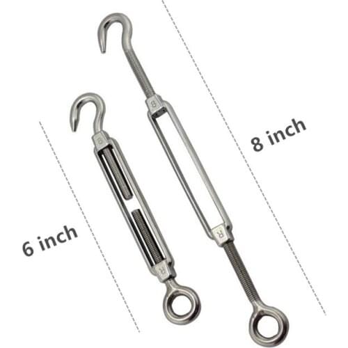 4Pcs Sets Stainless Steel Hooks Turnbuckle/Tension(Eye&Hook, M6) +16Pcs 1/8 Inch Wire Rope Cable Clip/Clamp(M3)+8Pcs Thimble(M3)