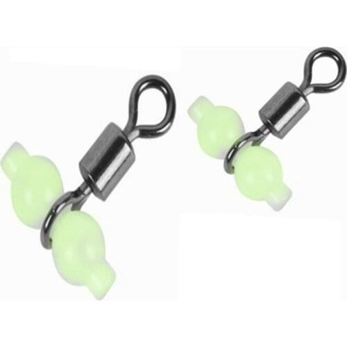 5/10pcs Luminous Fishhook Lure Fishing Swivel Connector Rolling Barrel 3 Way Fluorescent Beads Line Fishing Tackle Accessories