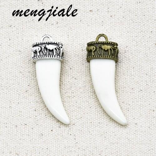 8pcs Vintage Alloy metal Ivory Charms elephant Pendants fit DIY handmade Necklace earring Jewelry Making Accessories 46*15mm