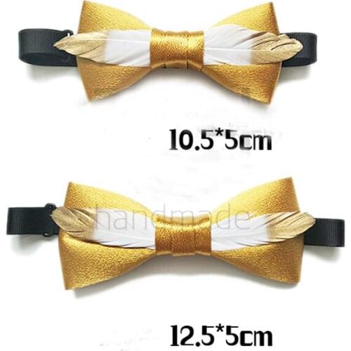 Free shipping new fashion casual mens male Original hand made adult golden feather child bow tie prince wind noble temperament